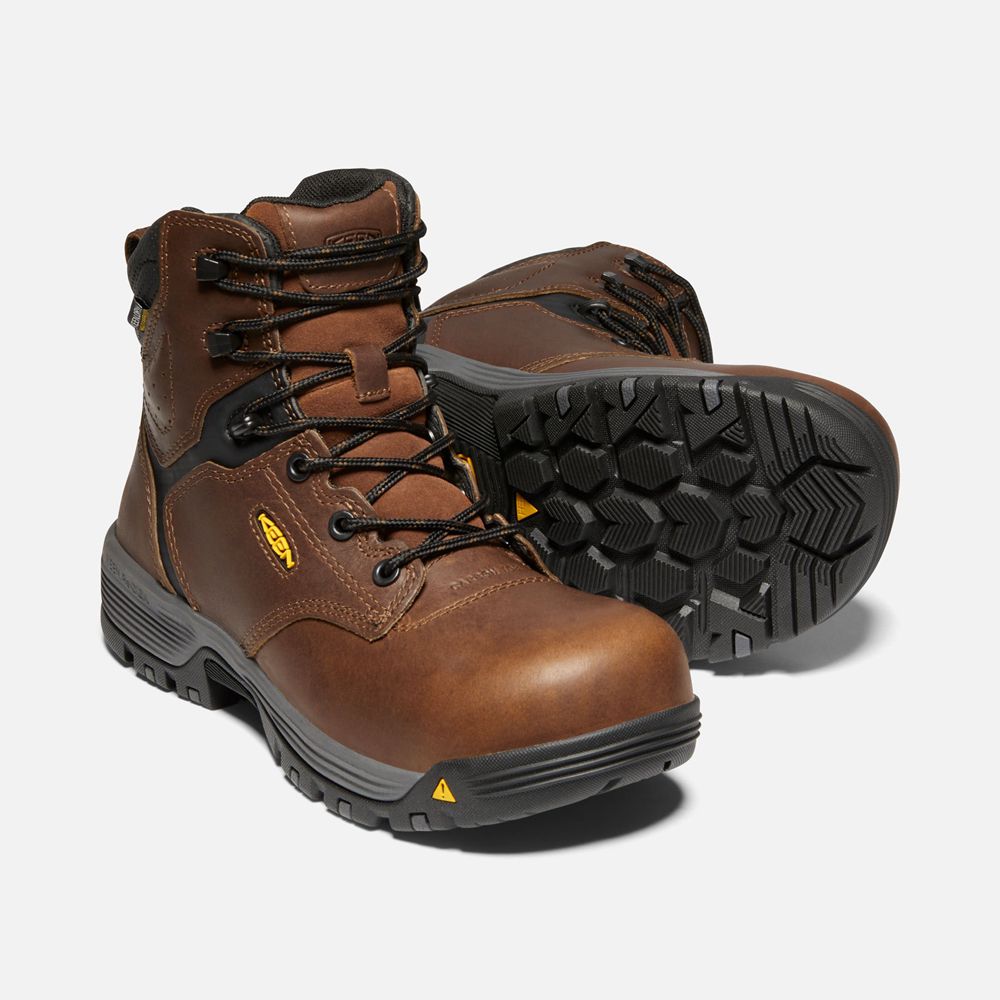 Keen Trekking Bot Kadın Kahverengi - Chicago 6\" Waterproof (Carbon-Fiber Toe) - Türkiye OMQX75961